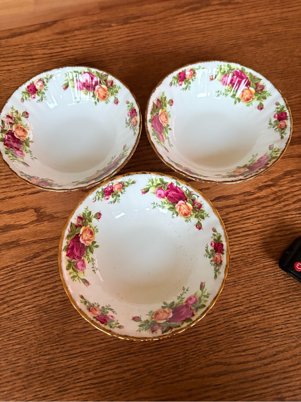 3 Royal Albert Old Country Roses Soup Cereal Bowls, 1st Quality England 6"